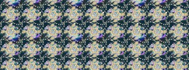 Mavi renklerde. Raster illüstrasyonu. 3D çiçekler, çizim.