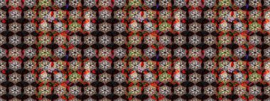 Siyah çiçekli eskiz deseni, suluboya çiçek deseni, sevimli çiçek, duvar kağıdı, kart ya da kumaş için fayanslı. Raster - stok.