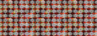 Gri renkli çiçekler. Kumaş desenli papatya çiçekleri ayrıntıları.