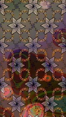 Güzel kumaş deseni. Raster suluboya deseni, narin çiçekler, kahverengi çiçekler, tebrik kartı şablonu..