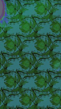 Kumaş desenli papatya çiçeği detayı. Yeşil renkte çiçekler.