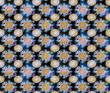 Suluboya çiçekli çiçek deseni. Raster illüstrasyonu. Siyah renkte güzel tekstil.