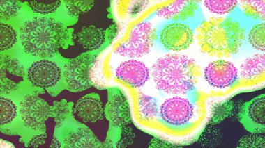 Raster. Yeşil renkte güzel çiçekler, suluboya desenli eskiz deseni, duvar kağıdı, kart veya kumaş için fayanslı..