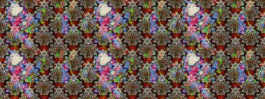 Güzel kumaş deseni. Düz Çiçek Elementleri Tasarımı. Raster illüstrasyonundaki çiçek desenli çizim. Renkli Bahar Teması çizim şablonu.