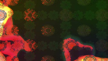 Raster deseni. Raster illüstrasyonu. Patlayan çiçekler soyut olarak yerleştirilmiş. Gri renkte bahar çiçekleri..