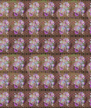 Suluboya çiçekli çiçek deseni. Kahverengi renkli güzel bir tekstil. Raster illüstrasyonu.