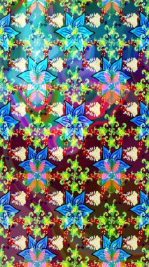 Suluboya, elle çizilmiş. Çiçekler maviye. Raster hisseleri. Taslak arkaplan deseni.