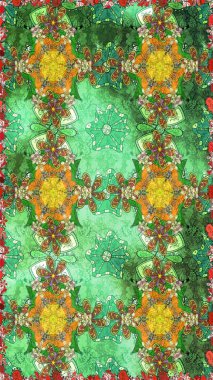 Nazik, narin çiçek arkaplanı. Çiçekli karalama şeklinde Raster çiçek deseni. Yeşil renkte çiçekler.