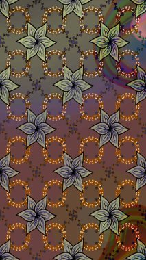 Kahverengi renkli Asya tekstili. Raster illüstrasyonu. Suluboya çiçekli çiçek deseni.