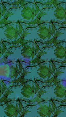 Çiçek kolajı. Doğa. Raster deseni. Küçük çiçekte güzel bir desen var. - Yeşil çiçekler. Çiçek arkaplan. Çiçek bileşimi.