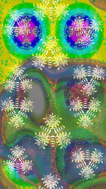 Çiçek izi. Çiçekler suluboya tarzında yeşil renkte. Suluboya çizim deseni.