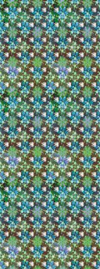 Çiçek desenli çizim. Yeşil renkli çiçekler. Asya tekstil tarzında. Raster illüstrasyonu. Raster illüstrasyonu.