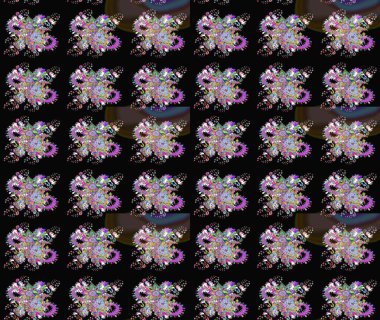 Siyah renkli çiçekler. Sevimli çiçek raster deseni. Düz Çiçek Elementleri Tasarımı. Renk Bahar Teması eskiz şablonu.