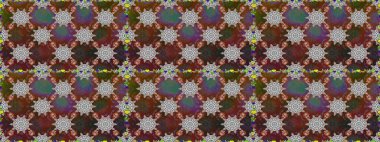 Kahverengi ve gri renklerde etnik çiçeklerle kusursuz bir desen. Raster Çiçek İllüstrasyonu güzel tekstil..