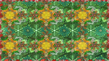 Raster illüstrasyonu. Tekstil veya kitap kapakları, imalat, duvar kağıtları, baskı, hediye paketi ve yapıştırma kitabı için çiçek eskizi geçmişi. Küçük ölçekli çiçeklerdeki basit sevimli desen.