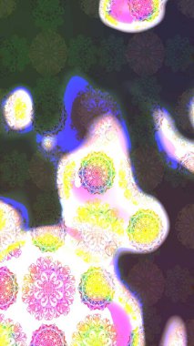 Çiçeksel elementlerle süslenmiş zarif raster dokusu. Parlak çiçekli yeşil renkler üzerine soyut çizim deseni. Küçük çiçekte şirin bir çiçek deseni var..