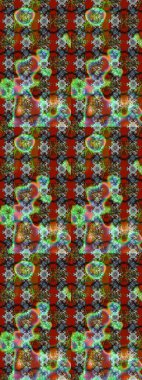 Kahverengi renkli etnik çiçeklerin olduğu zarif bir eskiz modeli. Raster Çiçek İllüstrasyonu güzel tekstil..