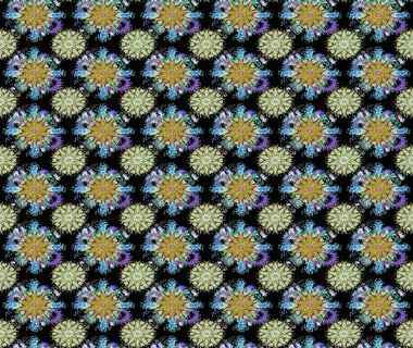 Küçük çiçekteki sevimli çiçek deseni. Raster deseni. Nazik, yaz çiçekleri siyah renklerde. Raster illüstrasyonu.