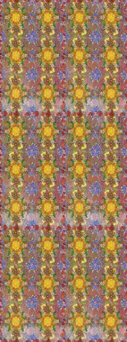 Düz Çiçek Elementleri Tasarım Raster illüstrasyonu. Renkli Bahar Temalı Kusursuz Arkaplan. Kahverengi ve bej renkli çiçekler. Çiçeksiz desenli arka plan.