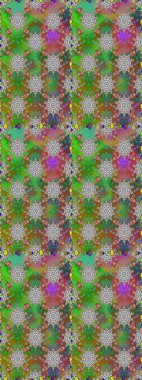 Raster illüstrasyonu. Kusursuz çiçek deseni. Asya tekstil tarzında. Raster illüstrasyonu. Yeşil ve gri renkte çiçekler.