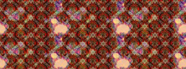 Raster illüstrasyonundaki çiçek desenli çizim. Kahverengi renkte çiçekler.