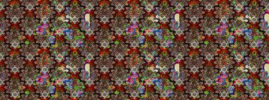 Düz Çiçek Elementleri Tasarımı. Kahverengi renkli çiçekler. Raster illüstrasyonundaki çiçek desenli çizim. Renkli Bahar Teması çizim şablonu.