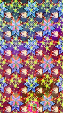 Raster hisseleri. Suluboya, elle çizilmiş. Çiçekler maviye. Taslak arkaplan deseni.