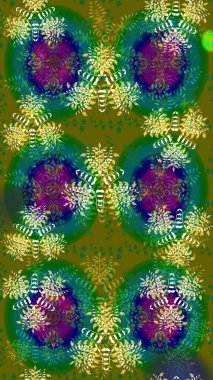 Ultraviyole kumaş deseni. Çizim kalıbı. Raster illüstrasyonu. Organik motif arkaplanı.