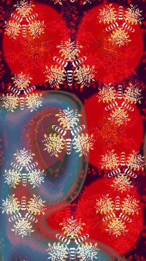 Raster illüstrasyonu. Raster deseni. Küçük çiçekteki sevimli çiçek deseni. Kibarca, yaz çiçekleri kırmızı renklerde.