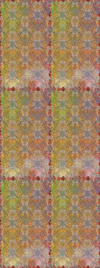 Moda baskıları için zarif bir şablon. Modern çiçek arkaplanı. Halk tarzı. Parlak renkli çiçekleri ve kahverengi ve bej renklerinde yaprakları olan şaşırtıcı, pürüzsüz çiçek deseni..