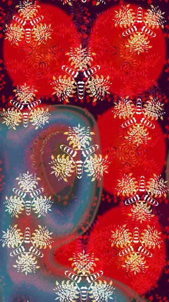 Raster illüstrasyonu. Raster deseni. Küçük çiçekteki sevimli çiçek deseni. Kibarca, yaz çiçekleri kırmızı renklerde.