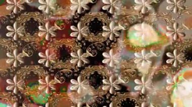 Renkli unsurlarla hareketli arka plan görüntüleri. Çiçekler. Eski model. Bayrak tarzı. Video kaydı. Şablon. Döngü. Kusursuz.. 