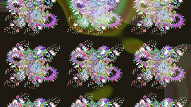 Çiçeksel çizim kalıbının yansıması. Vadinin gri renkli çiçekleri.