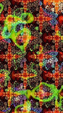 Şirin çiçek elementleri. Taslak desenli, modaya uygun kumaş deseni. Raster illüstrasyonu. Düz Çiçek Elementleri Tasarımı. Renkli Bahar Teması çizim şablonu.