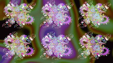 Düz Çiçek Elementleri Tasarımı. Yeşil renkli çiçekler. Sevimli çiçek raster deseni. Renk Bahar Teması eskiz şablonu.