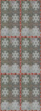 Asya tekstil tarzında. Gri ve kahverengi renkli çiçekler. Kusursuz çiçek deseni. Raster illüstrasyonu. Raster illüstrasyonu.