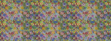 El çizimi Raster çizimi. Duvar kağıdı, web sitesi arka planı, ambalaj kağıdı, davetiye, broşür, afiş veya web sitesi için kusursuz çiçek deseni kullanılabilir. Karalama elementleri.