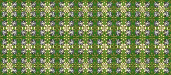 Kusursuz oryantal klasik altın desen. Yeşil, gri ve bej renklerde altın yinelenen elementler içeren Raster soyut arka planı.