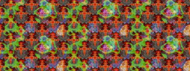 Raster illüstrasyonundaki çiçek desenli çizim. Kahverengi renkte çiçekler.