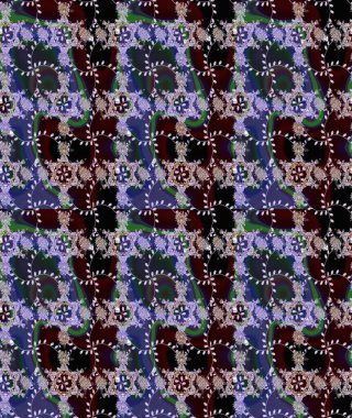 Raster illüstrasyonu. Kusursuz çiçek deseni. Asya tekstil tarzında. Tarafsız ve kahverengi renkte çiçekler. Raster illüstrasyonu.