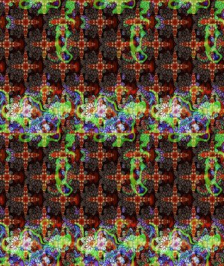 Raster illüstrasyonundaki çiçek desenli çizim. Suluboya tarzında kahverengi renkte çiçekler.