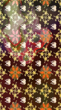 Düz Çiçek Elementleri Tasarımı. Renkli Bahar Teması eskiz kalıbı. Sevimli çiçek raster deseni. Kahverengi renkte çiçekler.