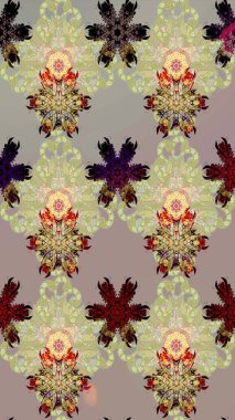 Raster deseni. Raster illüstrasyonu. Gri renklerde bahar çiçekleri. Patlayan çiçekler soyut yerleştirilmiş.