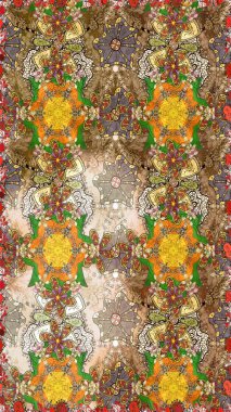 Raster illüstrasyonu. Kahverengi renkli çiçekler. Çizim çiçek deseni duvar kağıdı için kullanılabilir.