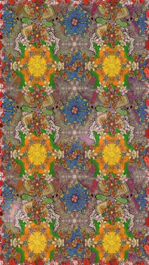 Küçük çiçekli yay deseni çiz. Suluboya tarzında kahverengi renkte. Raster illüstrasyonu.