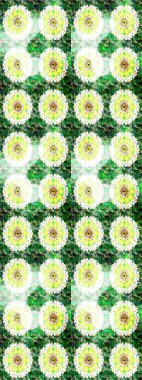 Yumuşak, yeşil renkli yaz çiçekleri. Çiçekli karalama şeklinde Raster çiçek deseni. Raster illüstrasyonu.