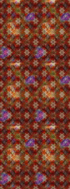 Kahverengi renklere karalama yapan çiçek desenli çizim. Raster illüstrasyonu.