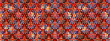 Raster illüstrasyonundaki çiçek desenli çizim. Kırmızı renkte çiçekler.