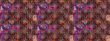 Yumuşak, pembe renkte bahar çiçekleri. Çiçek ve yapraklı karalama şeklinde Raster çiçek deseni. Raster illüstrasyonu.