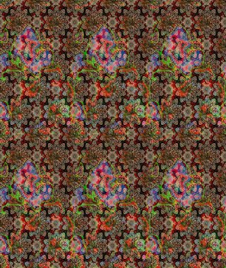 Raster çiçek desenli çiçek deseni, yapraklar, dekoratif elementler, sıçrama, lekeler, el çizimi kontur çizgileri ve Doodle çizim stili, grafik raster çizim çizimi.